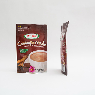 340g Champurrado الوقوف الحقيبة حقيبة التعبئة الشوكولا الفورية مع زيبر