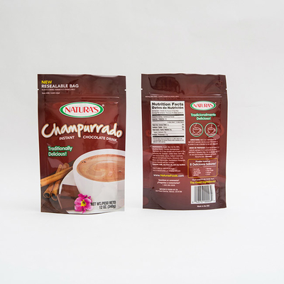 340g Champurrado الوقوف الحقيبة حقيبة التعبئة الشوكولا الفورية مع زيبر