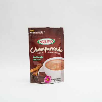 340g Champurrado الوقوف الحقيبة حقيبة التعبئة الشوكولا الفورية مع زيبر